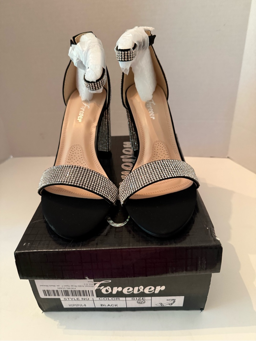 Forever Hopeful Rhinestone Ankle Strap Heels Women’s 6.5 NEW
